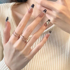 False Nails Set Heart Diamond Nail Art Wearable Press On Fake Nails Tips 24pcs/box With Wearing Tools As Gift