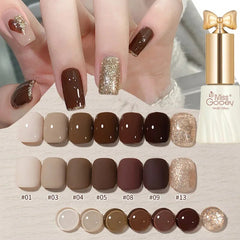 Yickyue Autumn Winter Caramel Coffee Color Gel Nail Polish Mocha Brown Series Semi Permanent UV Gel Dark Colors DIY Nail Art Gel Varnish