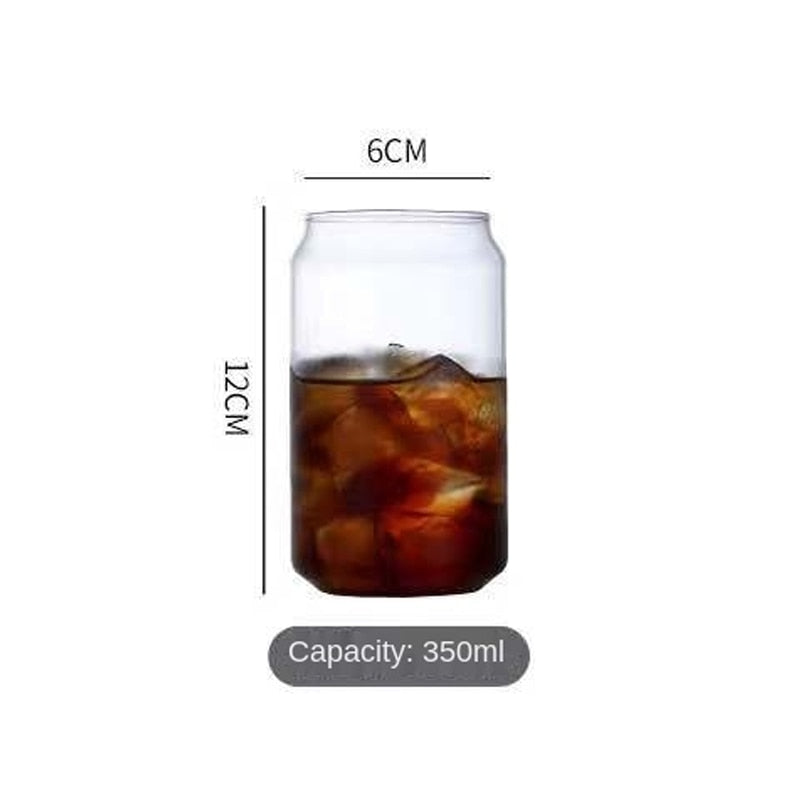 Korean Niche Coke Cup Large-capacity Milk Brewing Iced Coffee Friends Can Shaped Glass Cup Cold Drink Cup for Coffee Shop