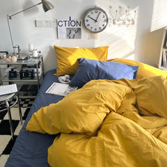 Yickyue Brown Bedding Sets 4pcs Soft Breathable Polyester Bedding Sets Duvet Cover Fitted Flat Sheet Pillowcases Bedclothes Bedspread