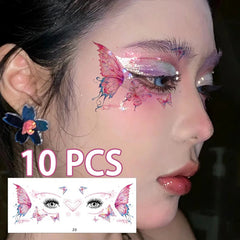 YICKYUE  -  Fairy Butterfly Wings Tattoo Sticker Waterproof Lasting Eyes Face Body Art Fake Tattoos for Women Makeup Dance Music Festival