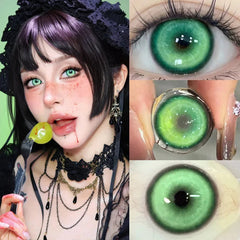 YICKYUE  -  New 1 Pair Colored Contact Lenses with Degree Myopia Lenses Halloween Lenses Fashion Purple High Quality Beauty Pupil
