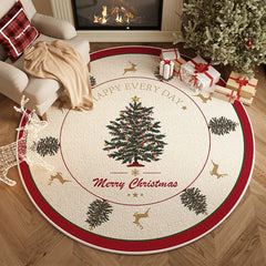 YICKYUE  -  Living Room Carpet Non-slip Waterproof Soundproof Floor Mat Christmas Red Tree Decoration Rug Round Large Size Household Mats