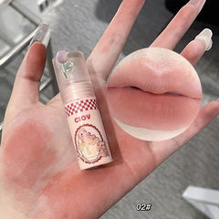 Yickyue Kawaii Teacup Bear Set Lipstick 3pcs Velvet Matte Lip Mud Fog Face Not Dry Not Fade Lip Gloss Korean Makeup Lip Makeup Gift Box