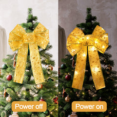 YICKYUE  -  Xmas Tree LED Light Bow Ribbon Christmas Decorations For Home Tree Topper Hanging Ornament 2025 New Year Party DIY Gifts Craft