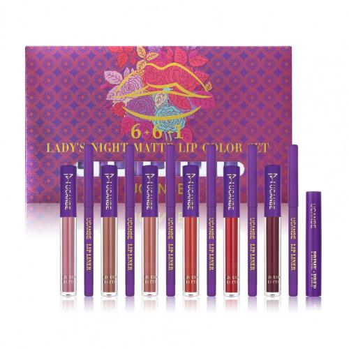 Cosmetics 13Pcs/Set Stylish Lipstick Lip Liner Primer Set Portable Lip Glaze Non-greasy   for Makeup Studio
