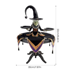 Halloween Witch Tabletop Server with Harlequin Tablecloth Halloween Cupcake Witch Display Stand Home Decoration