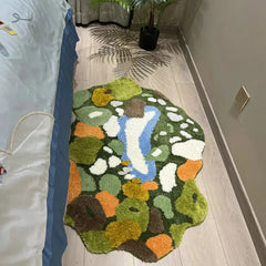YICKYUE  -  Luxury Green Moss Style Turfting Rugs Irregular Moss Carpet Landscape Rug Patio Nordic Fluffy Bedside Area Rug Abstract Art Mat