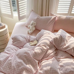 YICKYUE  -  Japanese Style Bedding Set Flat Sheet Pillowcases Duvet Cover No Filler Single Full Size 2025 Spring Summer Hotel Bed Linens