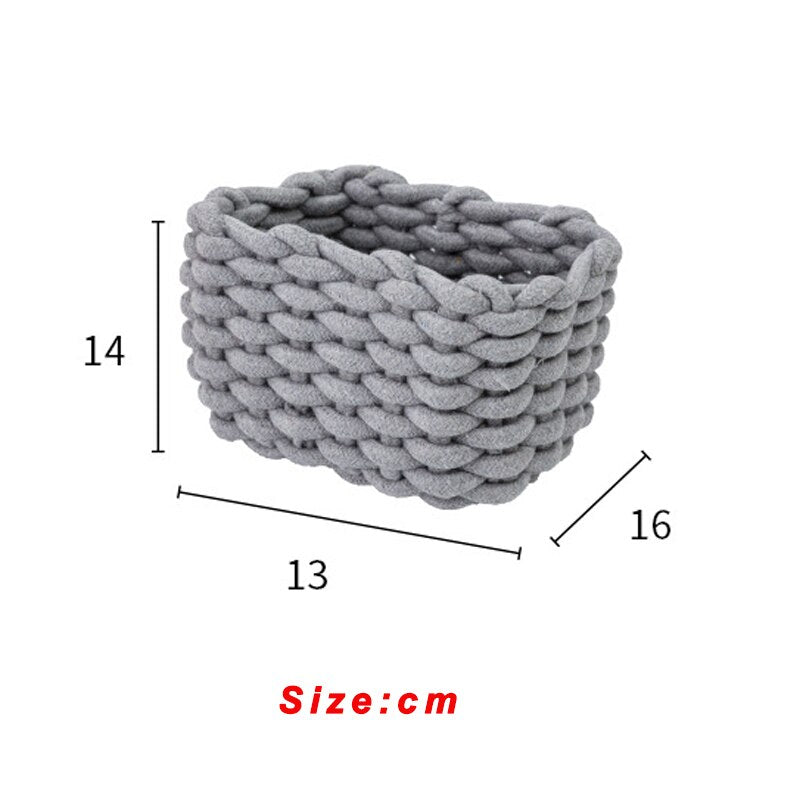 Cotton Rope Storage Basket Handmade Desktop Storage Box for Sundries Toy Underwear Organizer Fabric Clothes Laundry Basket