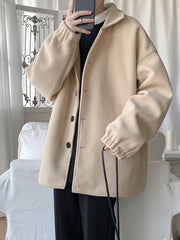HEARUJOY  -  Long Sleeve Solid Jacket] Men's Solid Jacket, Casual Button Up Lapel Long Sleeve Jacket For Winter Fall