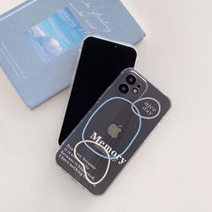 Art letter memory silicone clear phone case for iphone 12 11 pro max mini 7 8 plus x xr xs max se  cute cover shell funda