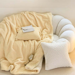 YICKYUE  -  Korean Soft Waxy Puff Velvet Warm Casual Blanket Simple Solid Color Sofa Blanket Skin Friendly Soft Casual Office Shawl Blanket