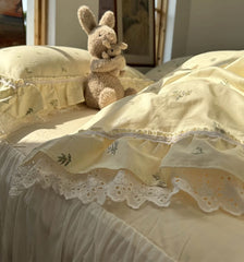 YICKYUE  -  Romantic french floral bedding set,twin full queen fairyfair lace flower cotton home textile bedspread pillow case duvet cover