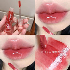 Yickyue Crystal-frozen Glossy Lip Glaze Cute Pink Bear Lip Gloss Glossy Mirror White Nude Lipstick Doodle Lip Makeup Korean Makeup