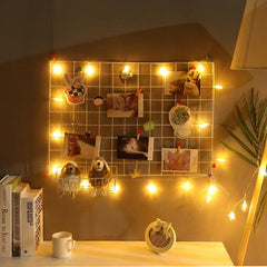 Iron Grid Art Photo Wall Metal Wire Board Mesh Panel Photo Displaying Frame Home Wall Decor Party Metal Shelf Postcards DIY Rack