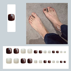 Press on Toenails 24pcs Glossy Nail For Foot Full Cover Toe nail Acrylic Set For Girl Wearable False Toenail 2022 Free Shipping