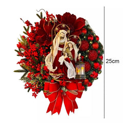 2022 Sacred Christmas Wreath With Lights Hanging Ornaments Front Door Wall Decorations Merry Christmas Tree Artificial Garland