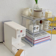 Nordic Acrylic Transparent Foldable Storage Shelf Foldable Jewelry Cosmetics Bathroom Shelf Stackable Home Cup Organizer Shelf