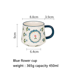450/220/350ml Cherry Coffee Milk Breakfast Cup With Handle Ceramic Lovers Mugs Tumblers office Home Drinkware Tool