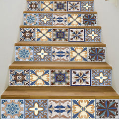 6Pcs/Set Bohemian Pattern Stairs Stickers Pvc Waterproof And Wear-Resistant Wall Stickers Floor Steps Stickers Decoration