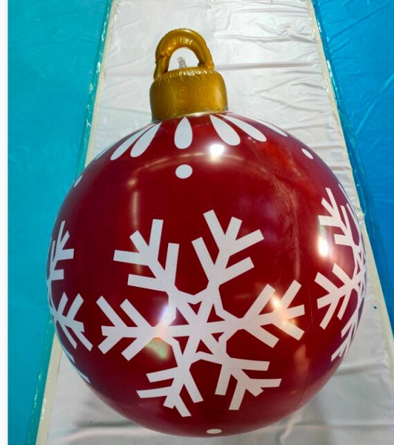 Hot Sale 60CM Outdoor Christmas Inflatable Decorated Ball PVC Giant Big Large Balls Xmas Tree Decorations Toy Ball Without Light