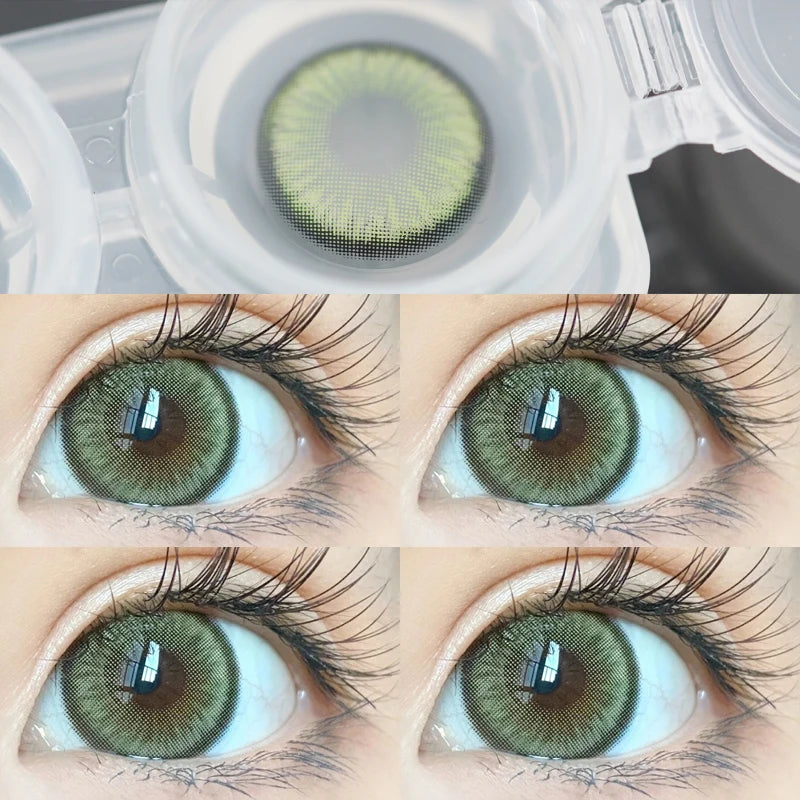 YICKYUE  -  1 Pair Contact Lense Green with Power Color Contact Lenses for Eyes Prescription Myopia Lens Natural Look Fast Delivery
