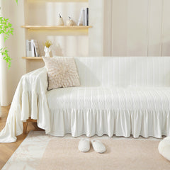 YICKYUE  -  Cream Wind Couch Slipcover Sofa Covers with Lace Edge Sofa Cover for Living Room Dogs Pet Furniture Protector Blanket Home Decor