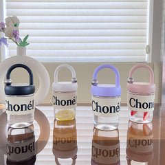 Yickyue Ins Transparent Water Bottle for Girls Good-looking Plastic Water Cup with Lid Portable Juice Coffee Mug for Adult Children