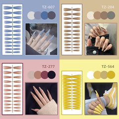 24pcs Solid Color Glossy Long Coffin False Nail Ballet Press on Nails Tips for Nails Art Artificial Fingernail Without Box