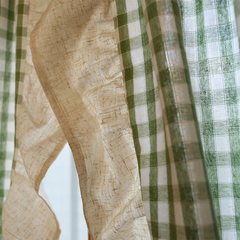 YICKYUE  -  Pastoral Green Gingham Curtain