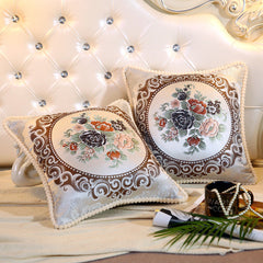European Luxury Embroidered Cushion Pillow Sofa Living Room Car Decorative Cushion Lumbar Support Pillow Removable