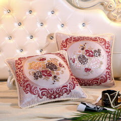 European Luxury Embroidered Cushion Pillow Sofa Living Room Car Decorative Cushion Lumbar Support Pillow Removable