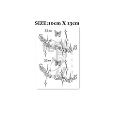Waterproof Temporary Tattoo Sticker Black Chain Star Butterfly Tattoo Flash Tattoo Back of Hand Male Female