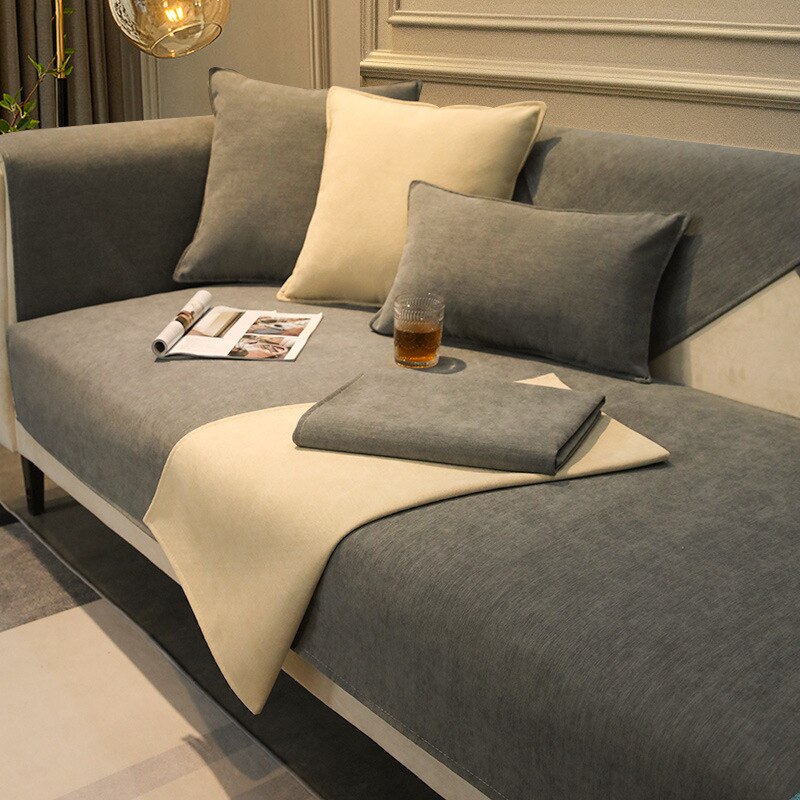 High Quality Soft Sectional Sofa Covers Nordic Chenille Solid Color Sofa Towel Universal Non-slip Couch Cover for Living Room