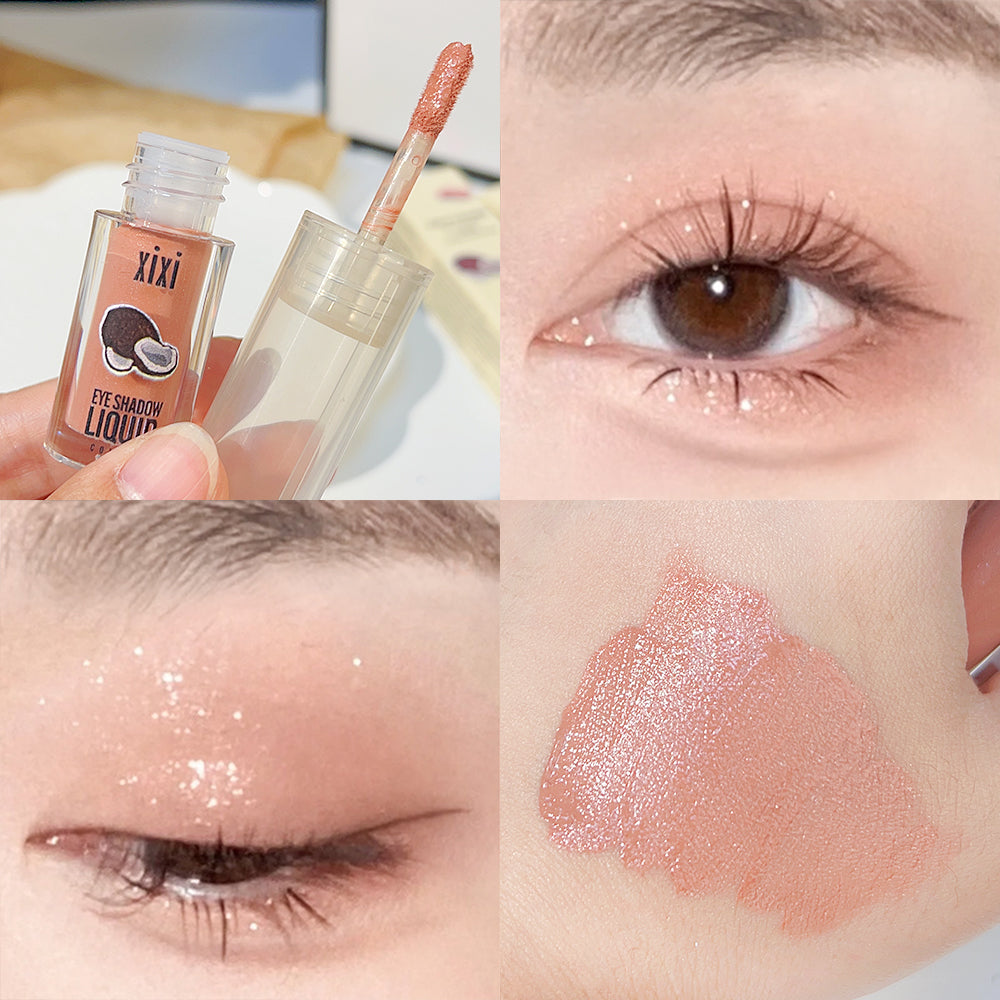 YICKYUE  -  Brown Glitter Liquid Eyeshadow Stick Contour Blush Pigment Fine Shimmer Matte Natural Cheek Milk Coffee Shadow Cream Eye Makeup