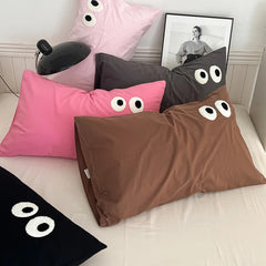 Yickyue Kawaii Pillow Cases For Bed 2pcs Set Cute Cartoon Pink Yellow Pillow Cover Comfortable Home Decorative Pillowcases 48x74cm