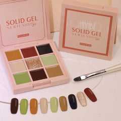 1 Palette 9 Color Solid Cream Gel Soak Off UV/LED Polish Lacquer Salon Gel Polish Varnish Decorations Tool Set Nail Art Nail Gel