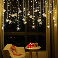 Christmas Decoration LED Snowflake Curtain Light Xmas Fairy Garland String Light For Home Room Festival Party New Year Ornament