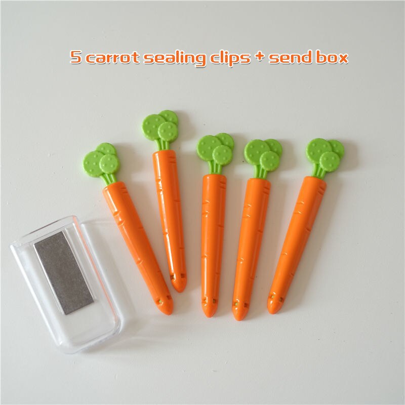 Carrot Food Sealing Clip Snack Clip Plastic Sealing Bag Clip Sealing Clip Cute Refrigerator Magnet Magnetic Sticker Boxed
