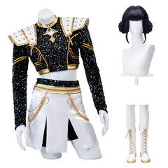 YICKYUE  Zoey Cosplay Costume Wig Shoes Black Coat Singing Suit Song-Promotion Costume Women Halloween Party Role Playing Outfit