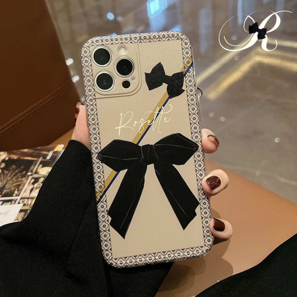2021 Black bow butterfly soft silicone 3d case for iphone 13 mini 11 xsmax 12 pro max x xr 7 8 plus cartoon cute phone cover