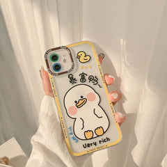 Fat duck cute phone case for iphone 8 7 plus 12 mini 11 pro max xsmax x xr se  cartoon cat eye rich lucky silicone cover