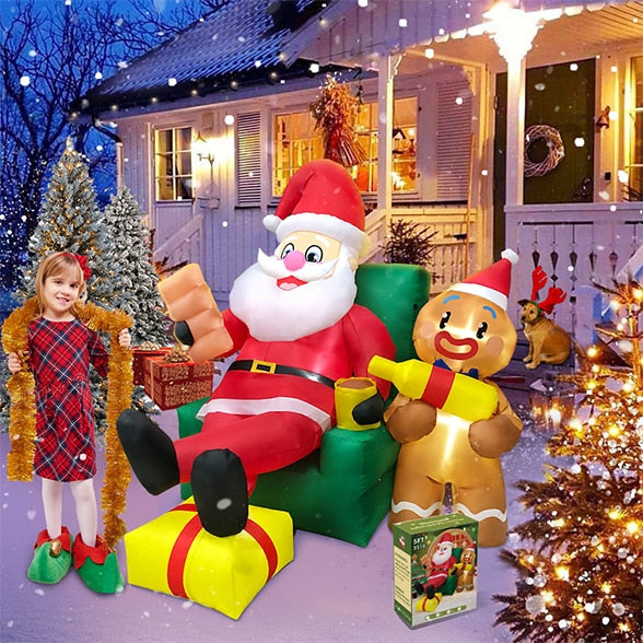 Yickyue New Christmas Santa Claus Tree Polar Bear Inflatable Decoration for Home Outdoor Xmas Snowman Decor Yard Garden Party Arch