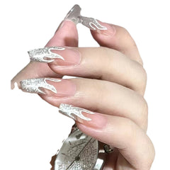 YICKYUE  -  10 pcs Luxury Handmade Press on Nails Ballet Cat Eye Fire Design False Nails Adhesive Nail Wearable Nail Tips Art