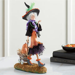 Halloween Decorative Figure Witch Statue Resin Pumpkin Elegant Witch Doll Figure Sculpture Ornaments Party Home Decor Gifts