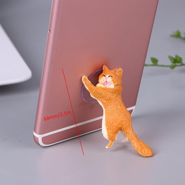 1pc Cat Figurine Miniature Cat Sucker Design Phone Holder mini fairy garden Cartoon statue craft Home Car Decorative Gift