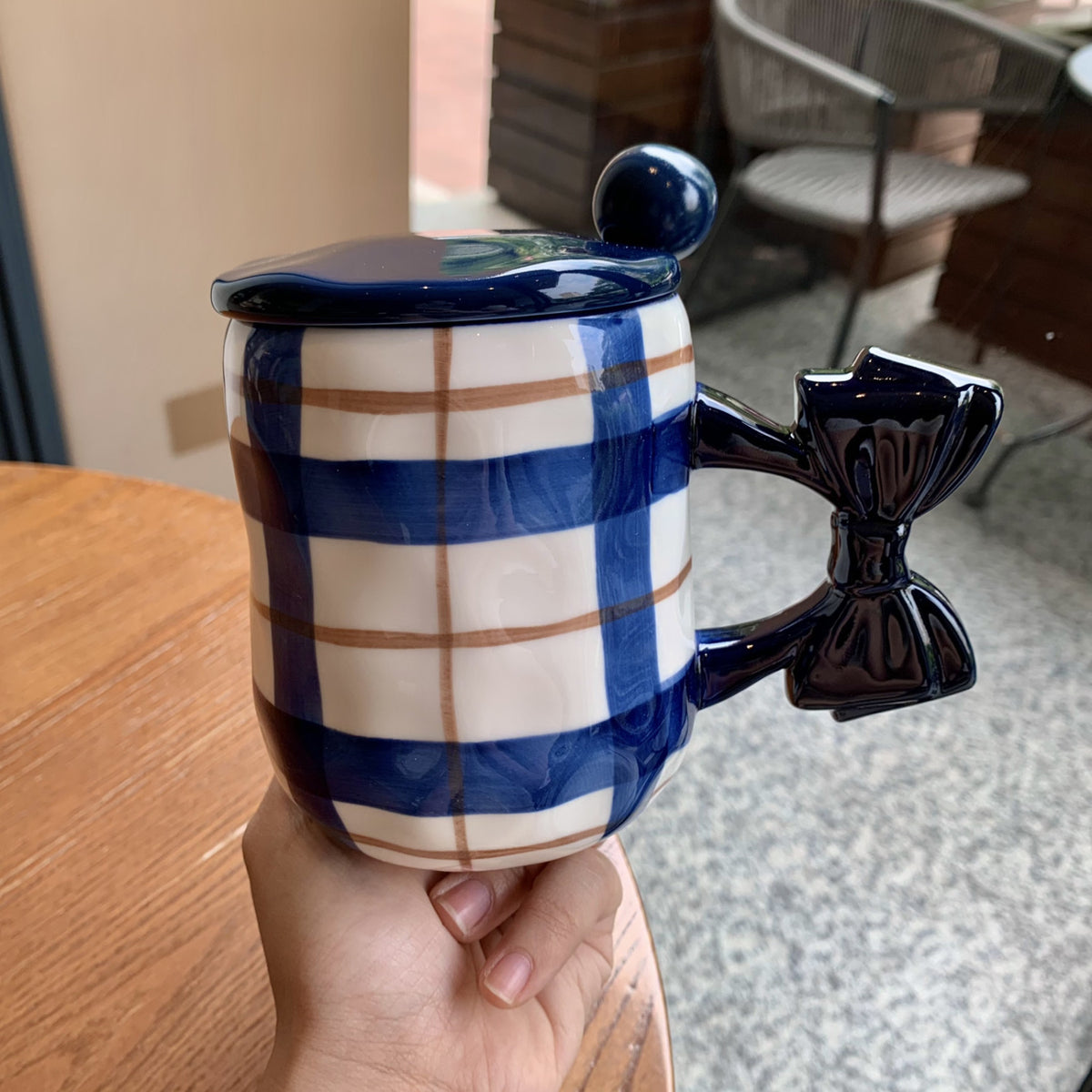 YICKYUE  -  Girlfriend Butterfly Knot Mug Cute High-end Beauty Ceramic Water Cup With Lid Spoon Couple Kitchen Home Coffee Breakfast Cups