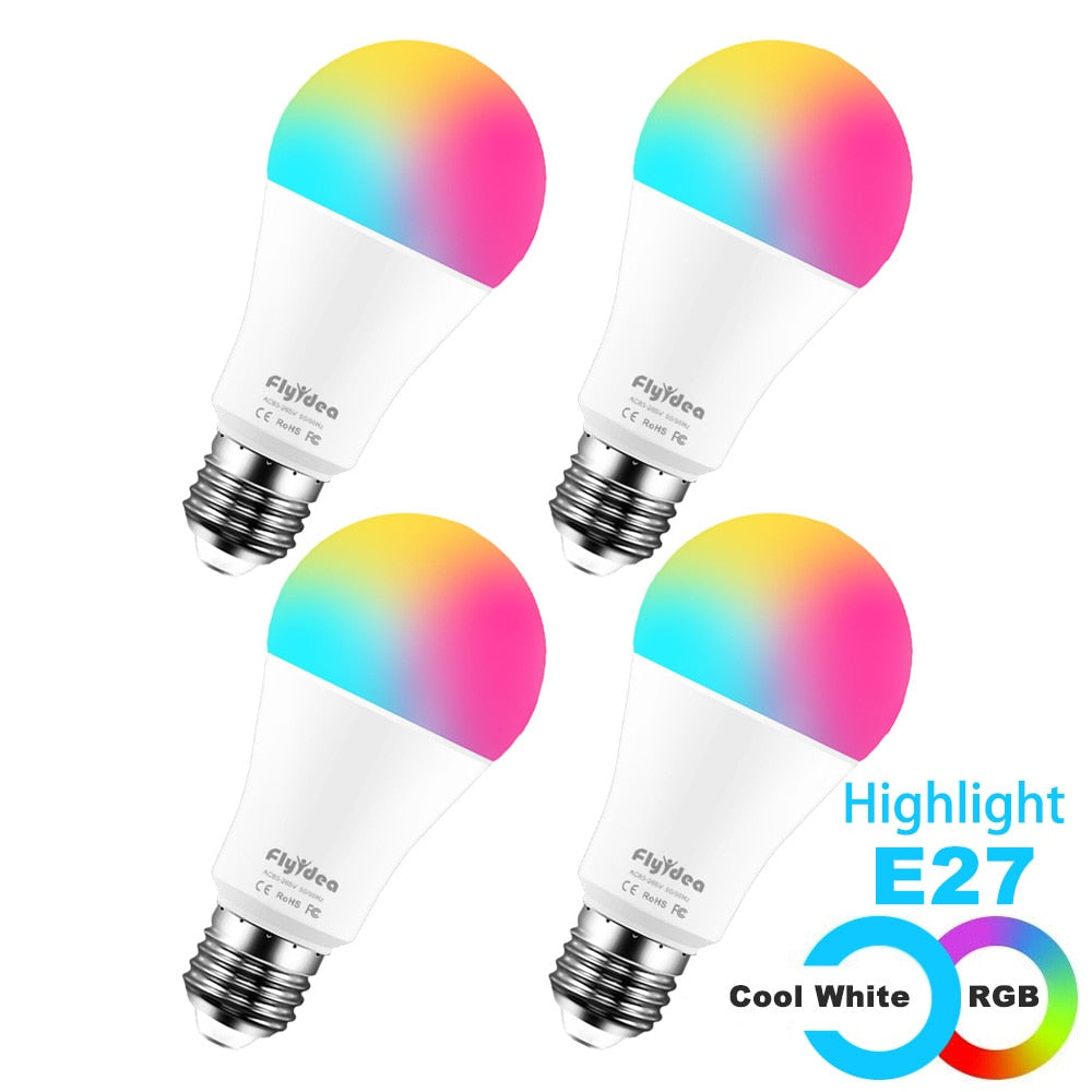 WiFi Smart Light Bulb 15W E27 LED Lamp Color Changing Magic RGB +White Work Alexa Google Home Yandex Alice Siri Dimmable Timer