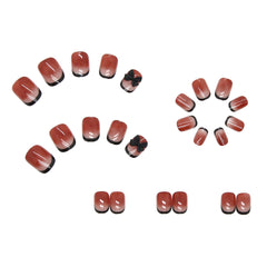 24pcs/box Detachable Fake Nails Set French Butterfly Full Nail Art Tips Short Square Nail Artificial False Nails Tips